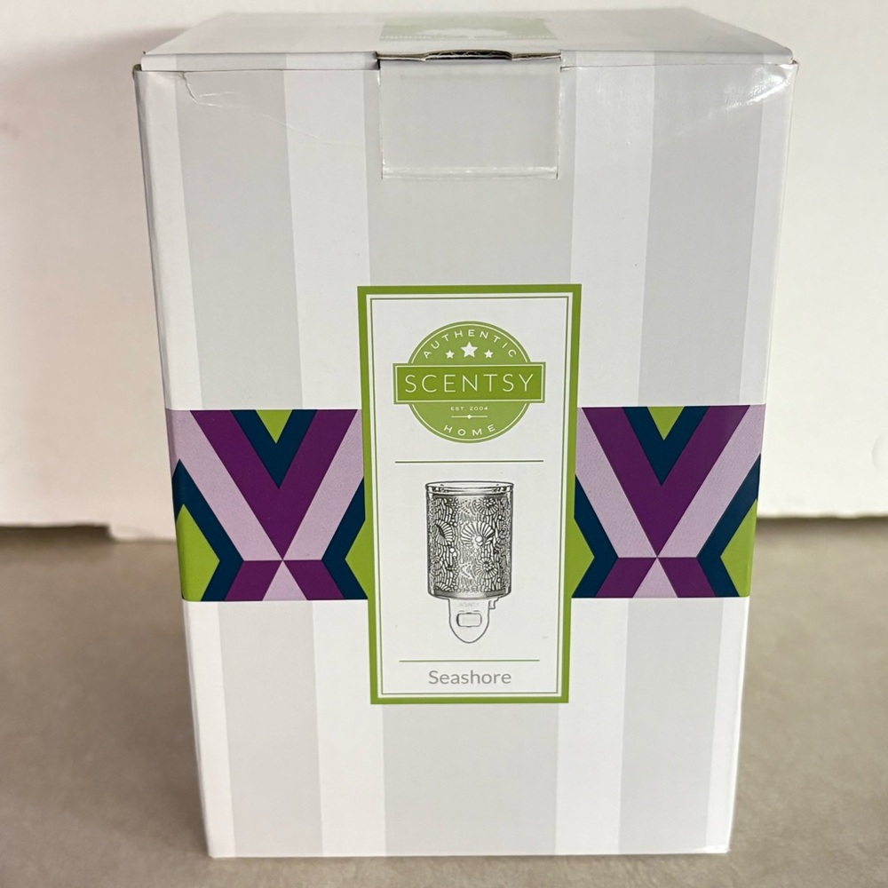 Scentsy Seashore Mini Plug In Wax Warmer Metal Glass Nautical Ocean Beach W/Box